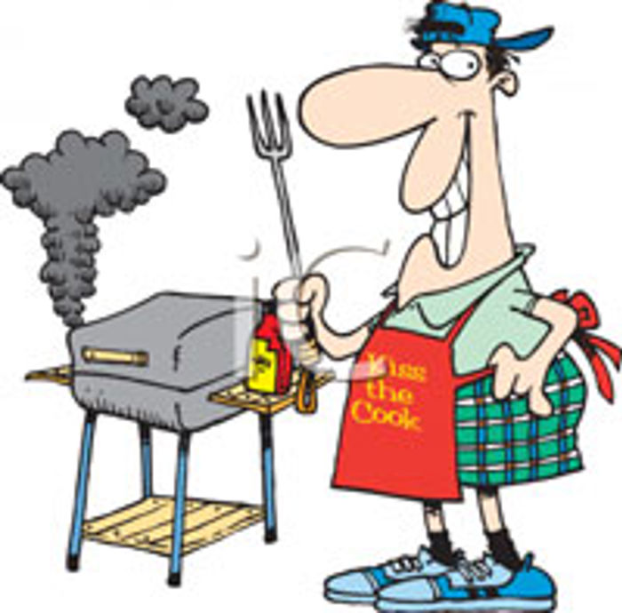 Teikning av ein person som grillar