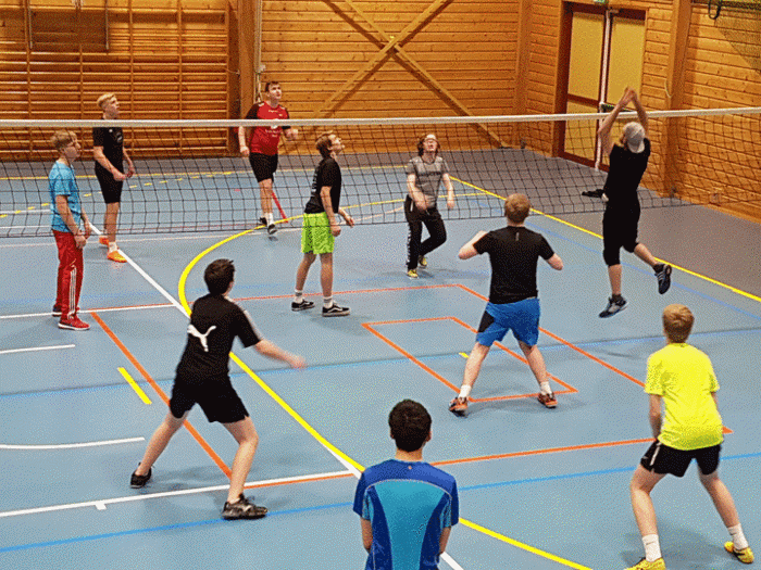 Elevar spelar volleyball
